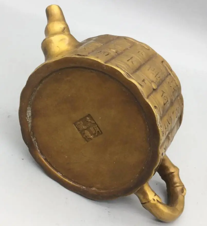 

China brass hundred Surnames teapot crafts statue