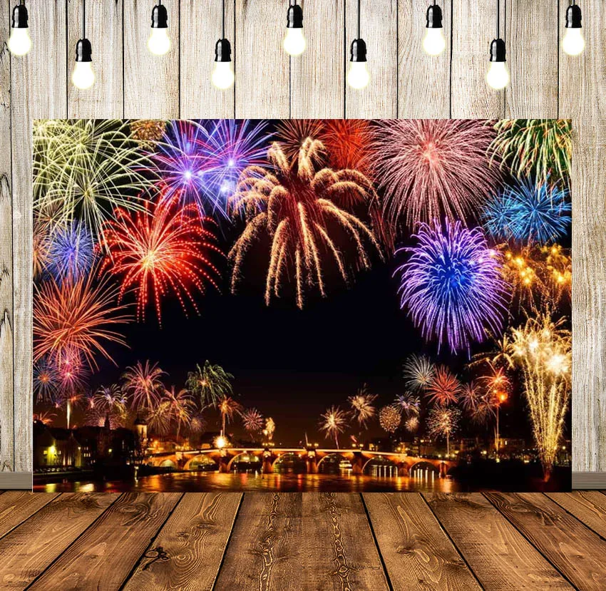 

New Year Backdrop Annual Countdown NYE Shining Bokeh Fireworks Family Party Supplies Holiday Festival Decoration Photoshoot