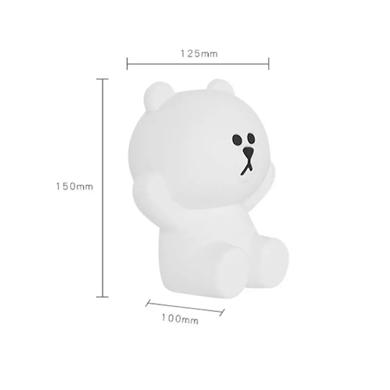 

Silicone Bear Rabbit Lamp Night Lights Bedside Table Lamp USB Rechargeable Bunny Night Lamp Cute Cartoon Holiday Gift Pat Light