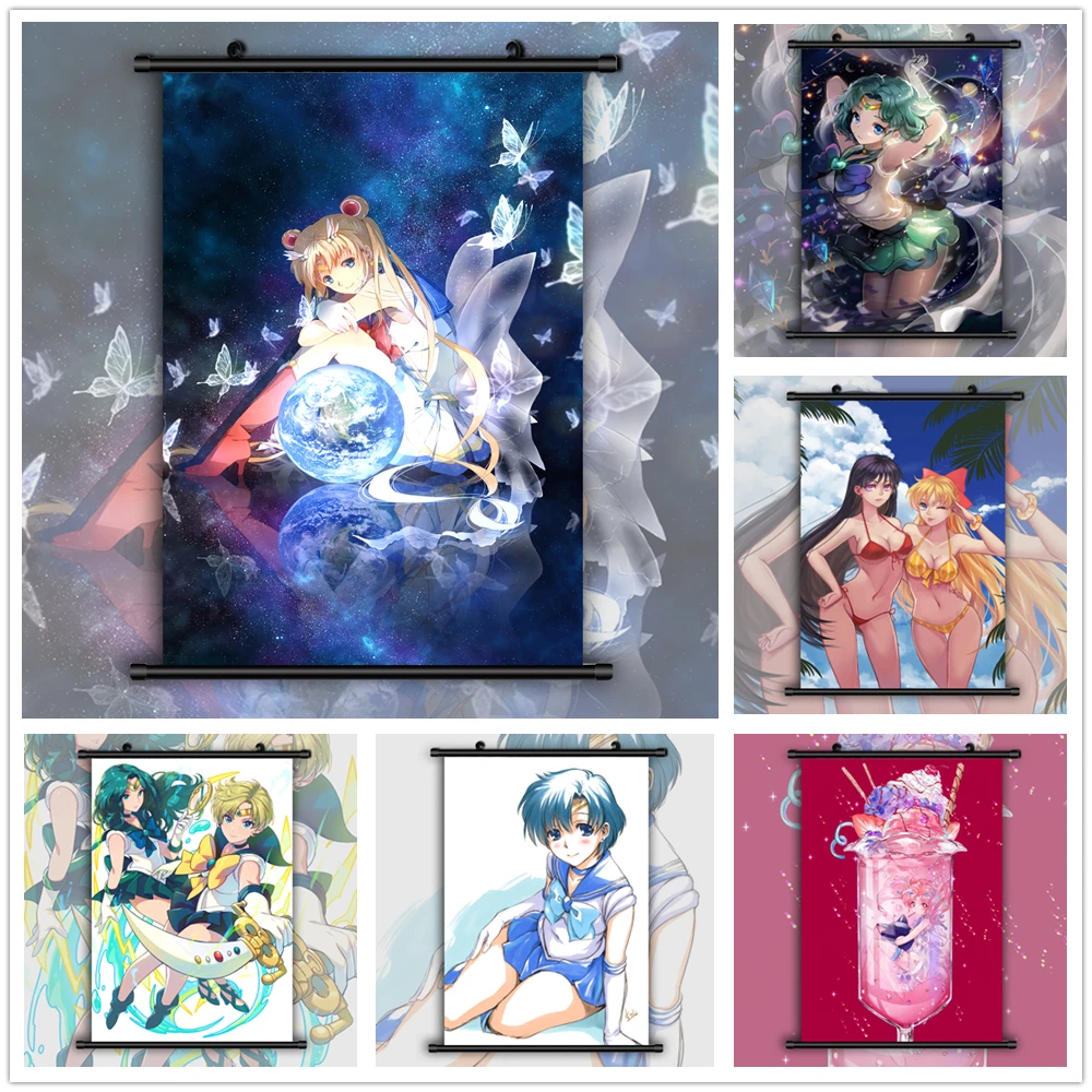 Sailor Moon Crystal Chibiusa Kaiou Michiru Hino Rei Luna Tsukino Usagi Tenou Haruka Аниме Манга настенный плакат