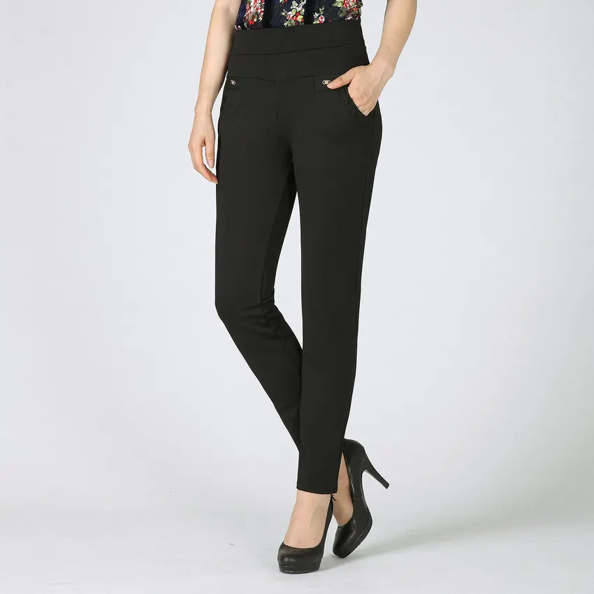 Брюки-карандаш для женщин среднего возраста весна-осень эластичные базовые