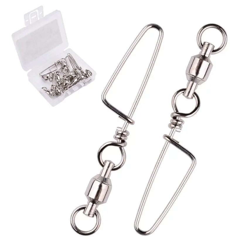 

10 pcs / Box Fishing Swivels Connector Snap 0#-6# Ball Bearing Rolling Swivel For Fishhook Lure Carp Fishing Accessories