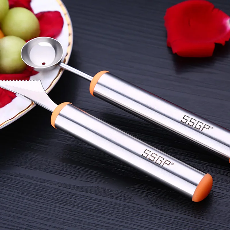 

304 Stainless Steel Carving Knife Watermelon Spoon Dual-Use Pulp Separator Kitchen Fruit Multifunctional DIY Tools Accessories
