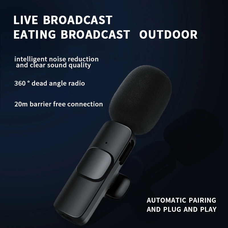 Lavalier беспроводной микрофон для iPhone Youtubers Facebook Live Stream Vloggers интервью