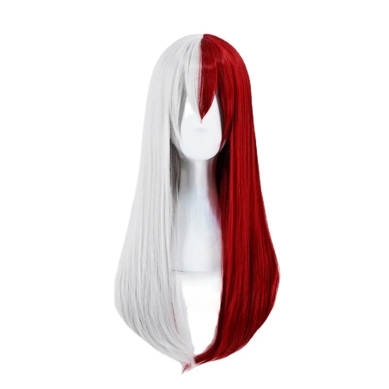 

Anime My Hero Academia Todoroki Shoto Women Long Wig Cosplay Costume Boku No Hero Academia Red and White Hair Halloween Party