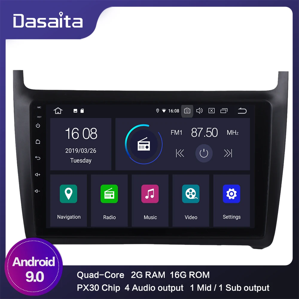 Автомагнитола 1 din на Android 10 0 для vw POLO 2012 + CarRadio MP3 Bluetooth 9 дюймов IPS мультисенсорный