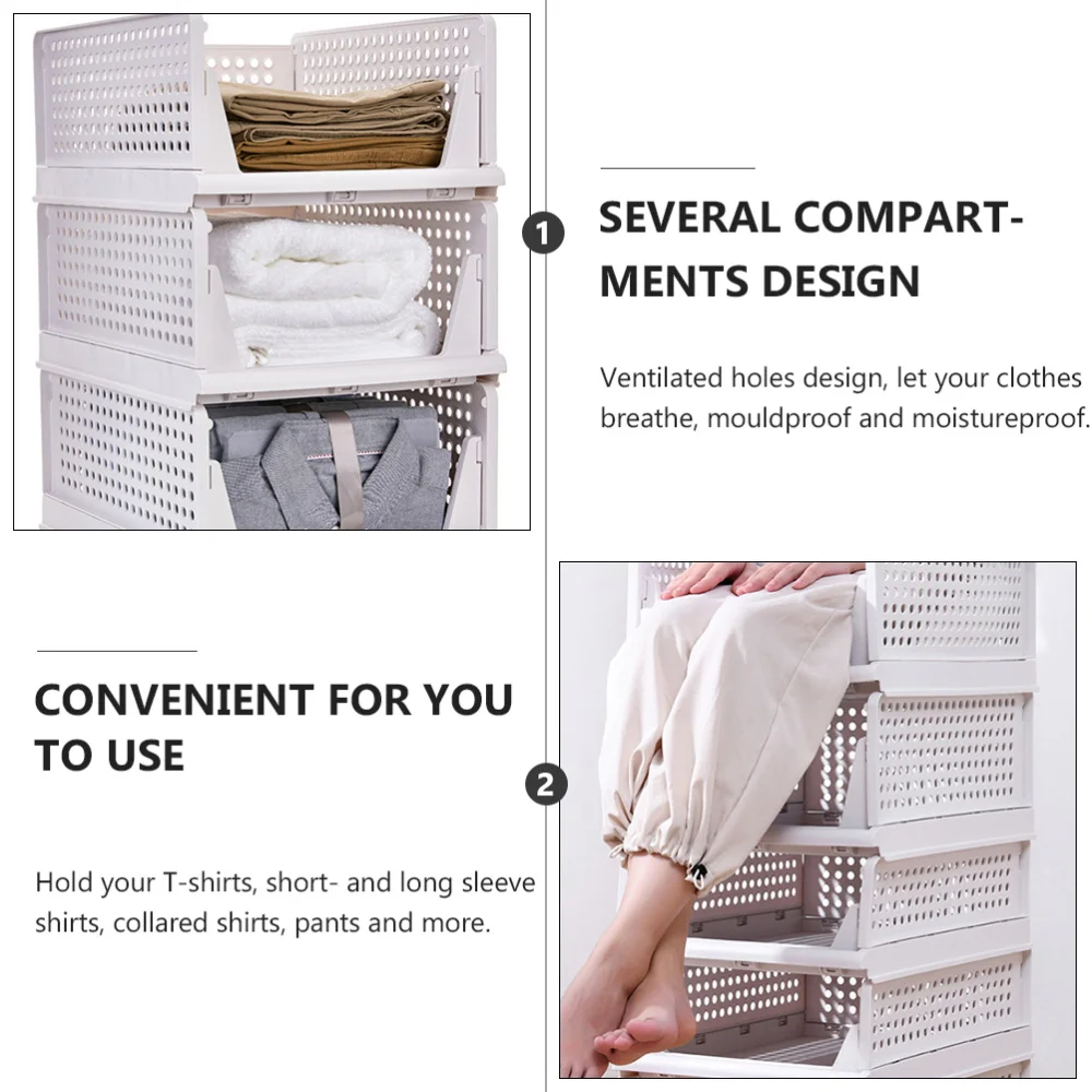 

2PCS Storage Rack Stackable Clothes Drawer Style Storage Shelf