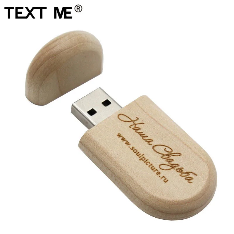 TEXT ME Maple Дерево орех деревянный (заказ 5 бесплатных логотипов) 64 Гб USB флеш