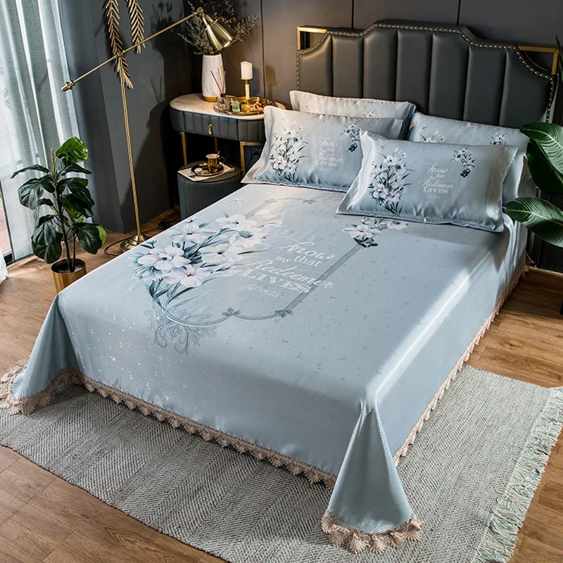 

TTSummer Viscose Fiber Mat Three-Piece Set of Summer Sleeping Mat 1.8M Bed Sheet Machine Washable Folding Air Conditioning Soft