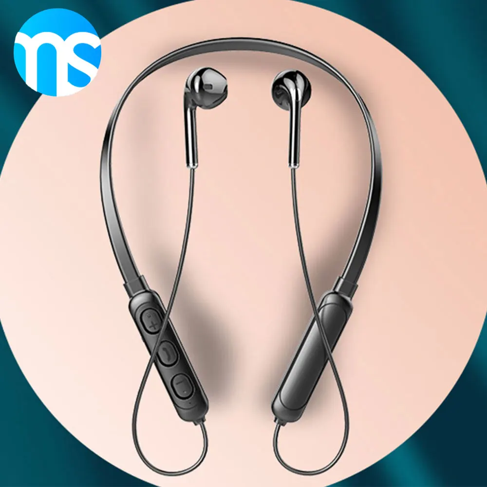 

Ms Macron Sport Wireless Earphones Noise Cancelling Bluetooth 5.1 Run Fitness Headphones Hifi Waterproof Neckband Bt Earpiece