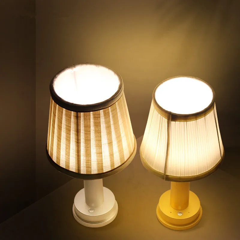 Купить Тканевая Настольная лампа с регулируемой яркостью для отеля, беспроводной светодиодный светильник для бара, кафе, дома, офиса, ресторана, ...