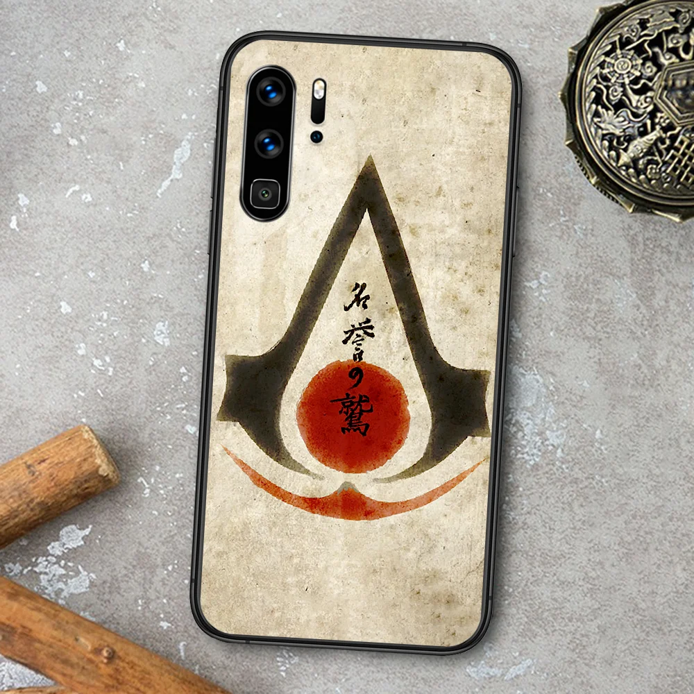 

Assassin's Creed Game Logo Phone Case For Huawei P Mate Smart 10 20 30 40 Lite Z 2019 Pro black Back Painting Cell 3D Prime