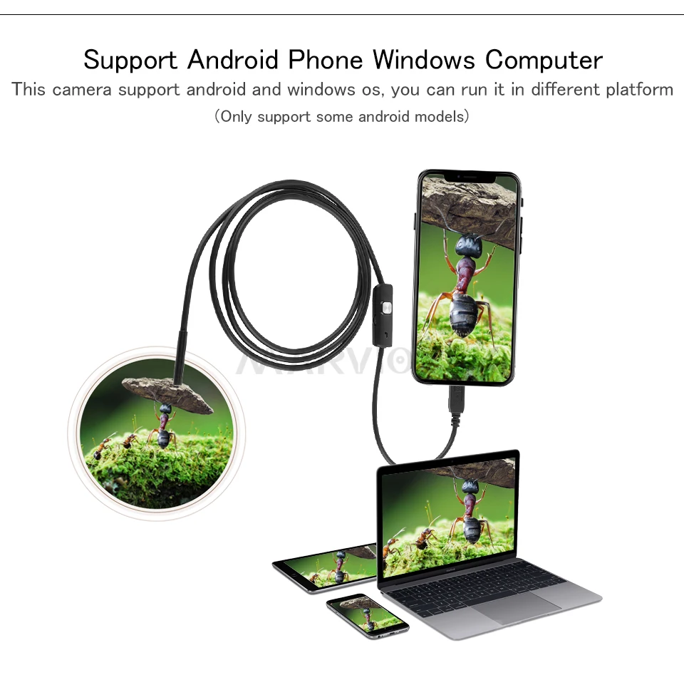 Micro USB Android телефон Бороскоп, эндоскоп, камера 8 мм диаметр 1/1. 5/2/3,5/5 м IP67 водонепроницаемая Мини камера 6 светодиодный USB эндоскоп
