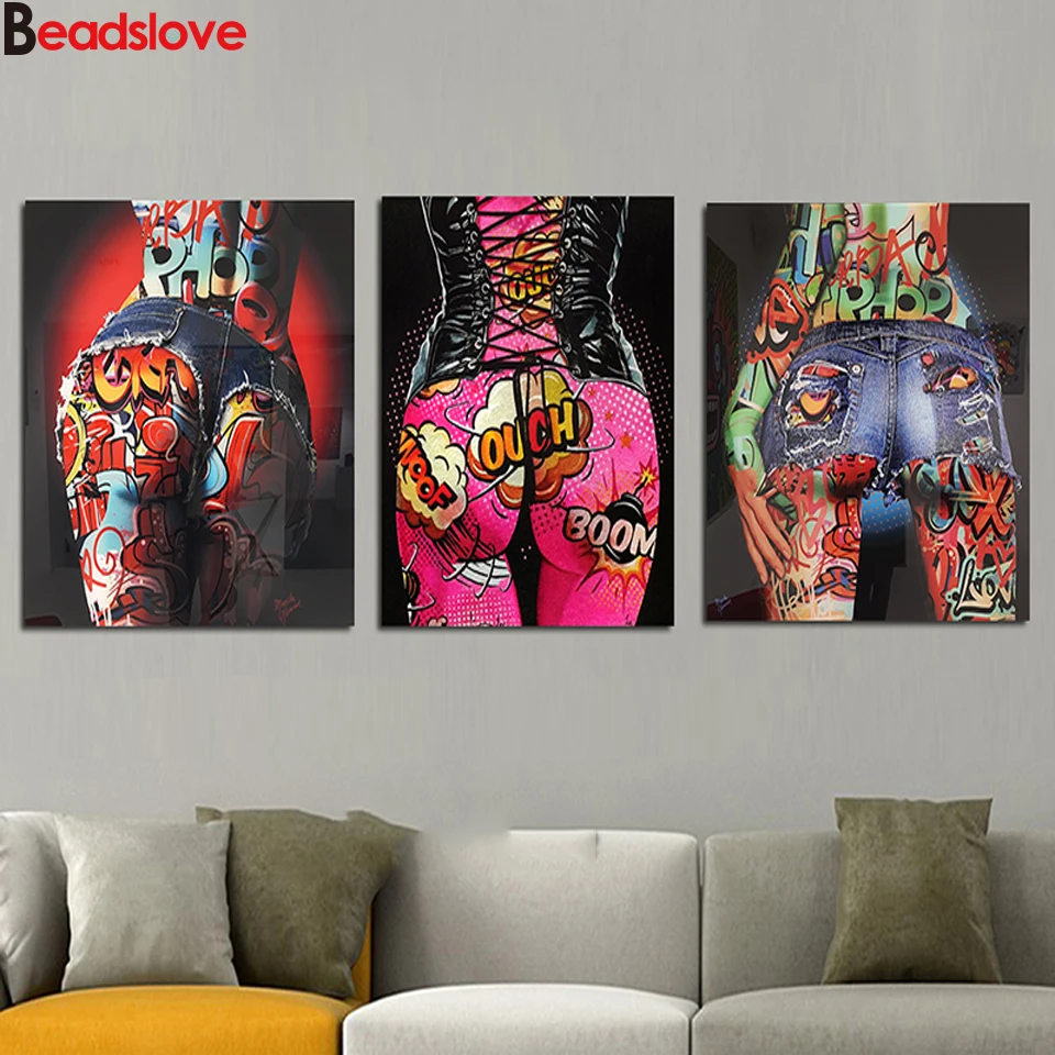 

Граффити Сексуальная задница искусство алмазная живопись красочная полная Алмазная вышивка живопись декоративные картины искусство настенный Декор