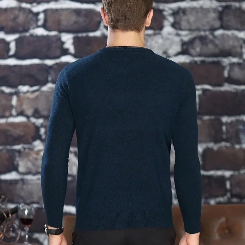 

2020 Men Brand Luxury 100% Cashmere Business Casual Sweater V-Neck Winter Warm Slim Pullovers Male Thick Fashion Sweater Tops