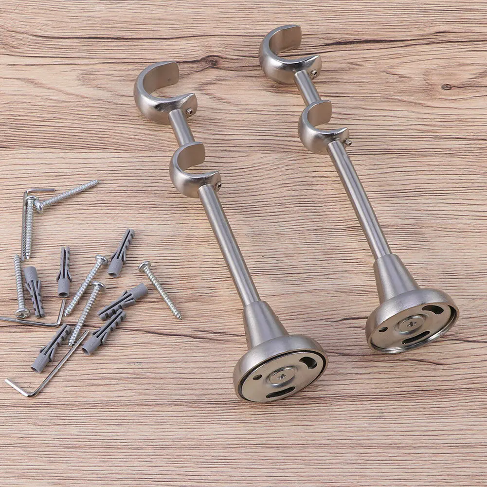 2019 New product 20mm/25mm Double Curtain Rod Brackets Drapery Pole Holder Heavy Duty for Home I88 #1 |