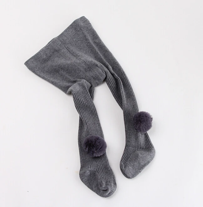 Хлопковые чулки с помпоном для маленьких девочек удобные длинные облегающие на