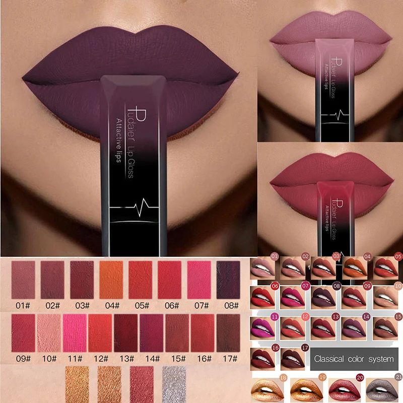 1 шт. водостойкая матовая бархатная Глянцевая губная помада бальзам для губ