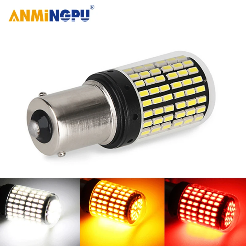 ANMINGPU сигнальная лампа 1156 BA15S P21W Led BAU15S PY21W 3014SMD T20 7440 W21W светодиодные лампы сигнала
