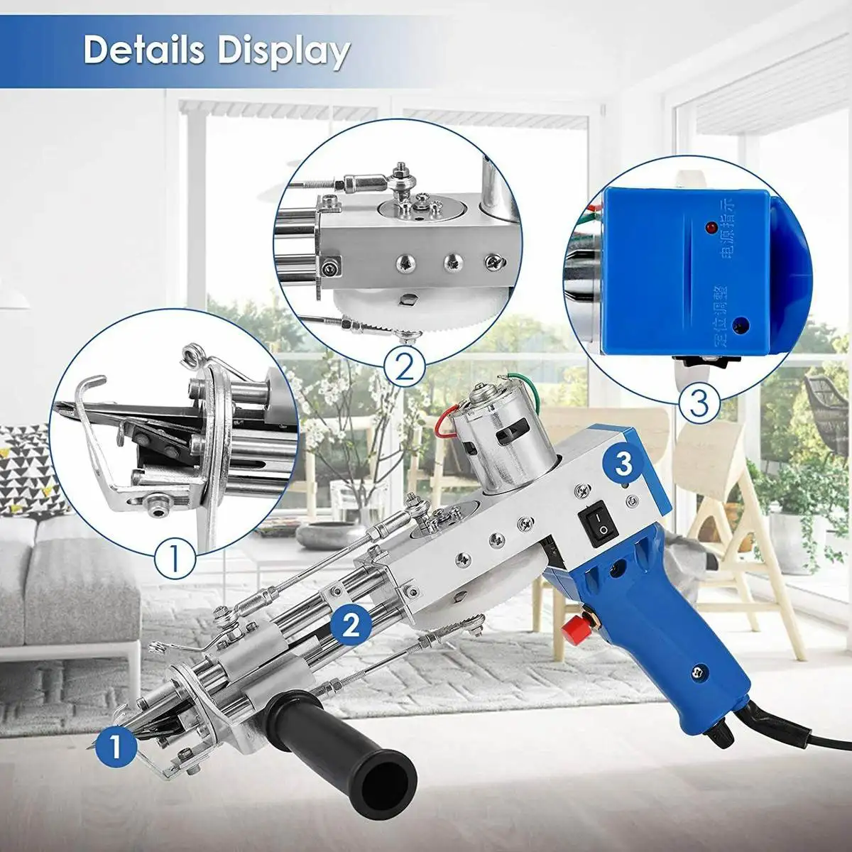 Pistola el&eacute;ctrica de mano para alfombra, 110V-240V, para montar alfombras, flocado, m&aacute;quina de pistola el&eacute;ctrica de corte de pila, TD-01 de pila-1