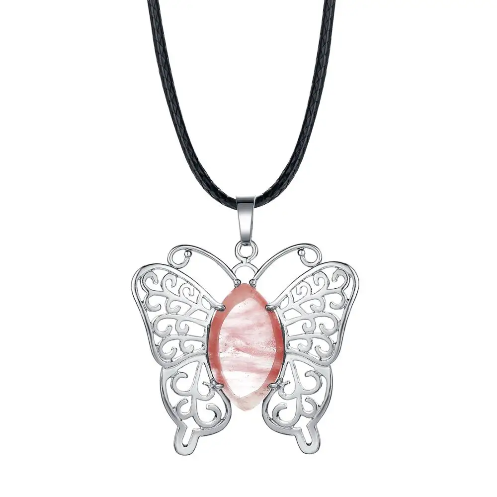 ASHMITA ожерелье с подвеской бабочкой из натурального камня Длинная цепочка для