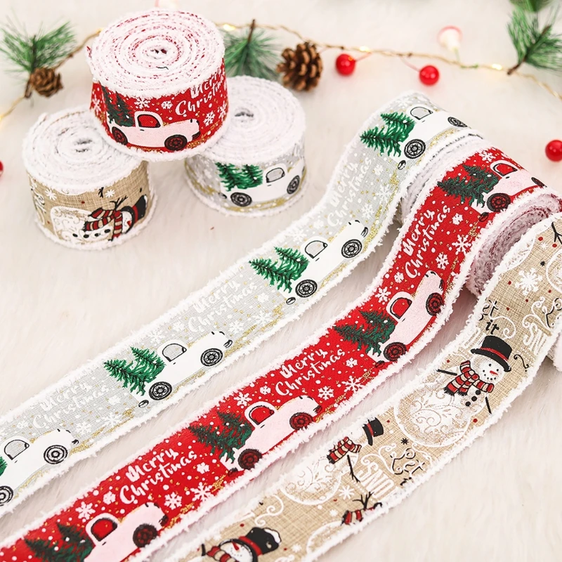 Рождественская лента для подарка ленты с пушистыми краями Рождественское