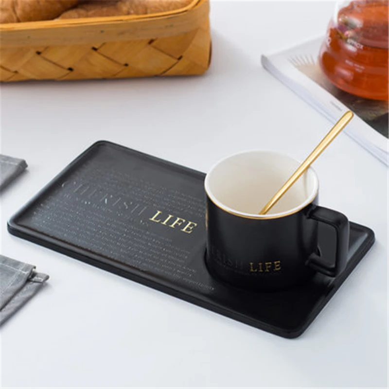 

Creative Coffee Cup and Saucer Set Ceramic Breakfast Milk Cup Afternoon Tea Cup European Simple Style Water Cafe Cup with Handle