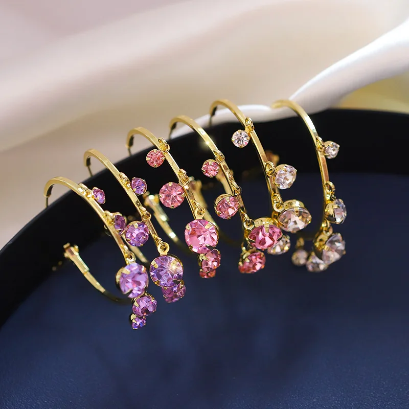 

Fashion Crystal C Shaped Earrings For Women 2020 New Jewelry Korean Circle pendientes Wholesale