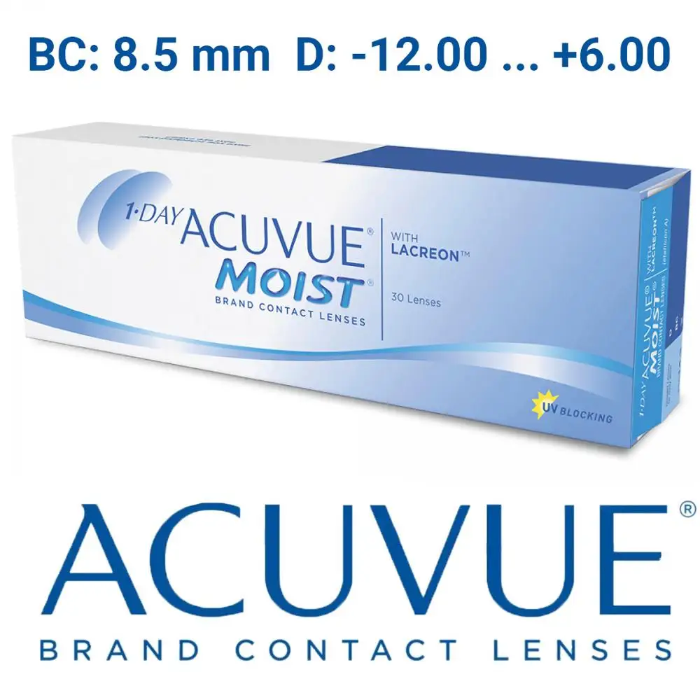 Однодневные линзы 1 Day Acuvue Moist (30шт) Радиус: 8.5 мм на день акувью моист|Контактные