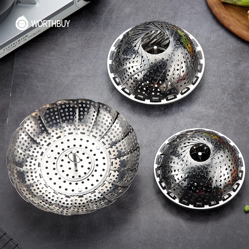 

Multifunctional Steamer Basket Foldable Stainless Steel Steamer Insert Kitchen Cookware Food Steamer Rack For Egg Bun