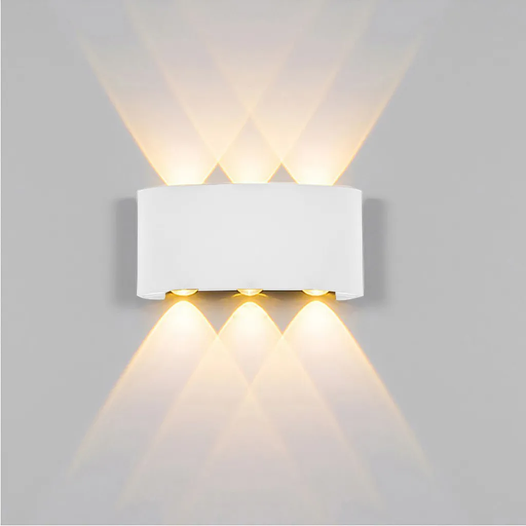 

Led Aluminum Bedroom Lamp Wall Lamps Double Head Up And Down Light Black / White Curved Wall Decorations Living Room