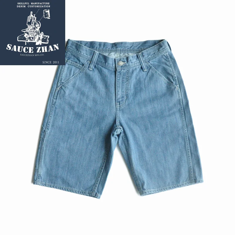 

Short Men's Distressed Blue Jeans Denim for Summer Work Clothes Men Knee Length Casual