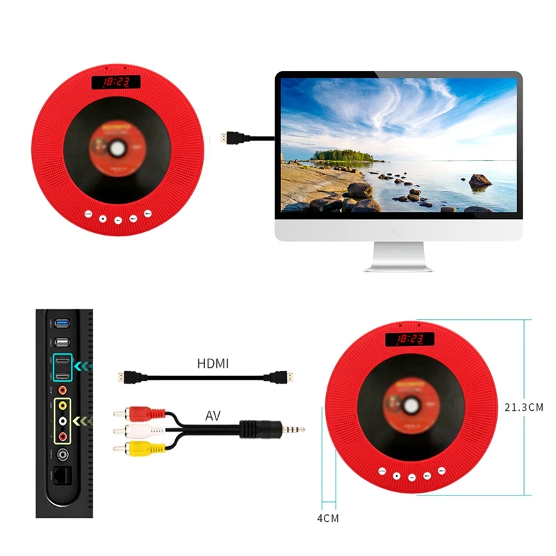

Bluetooth DVD Player Smart DVD Player Portable DVD CD Player with Long Battery Life Alarm Function