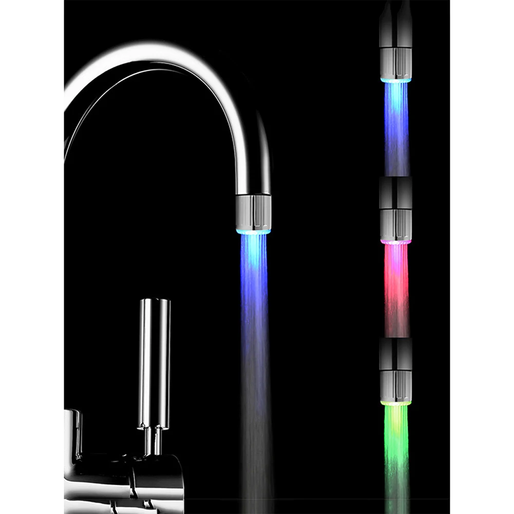 

Shower Colorful Kitchen Bathroom Light-Up LED Colors 7 Faucet Changing Glow Nozzle Shower Head Water Tap Filter