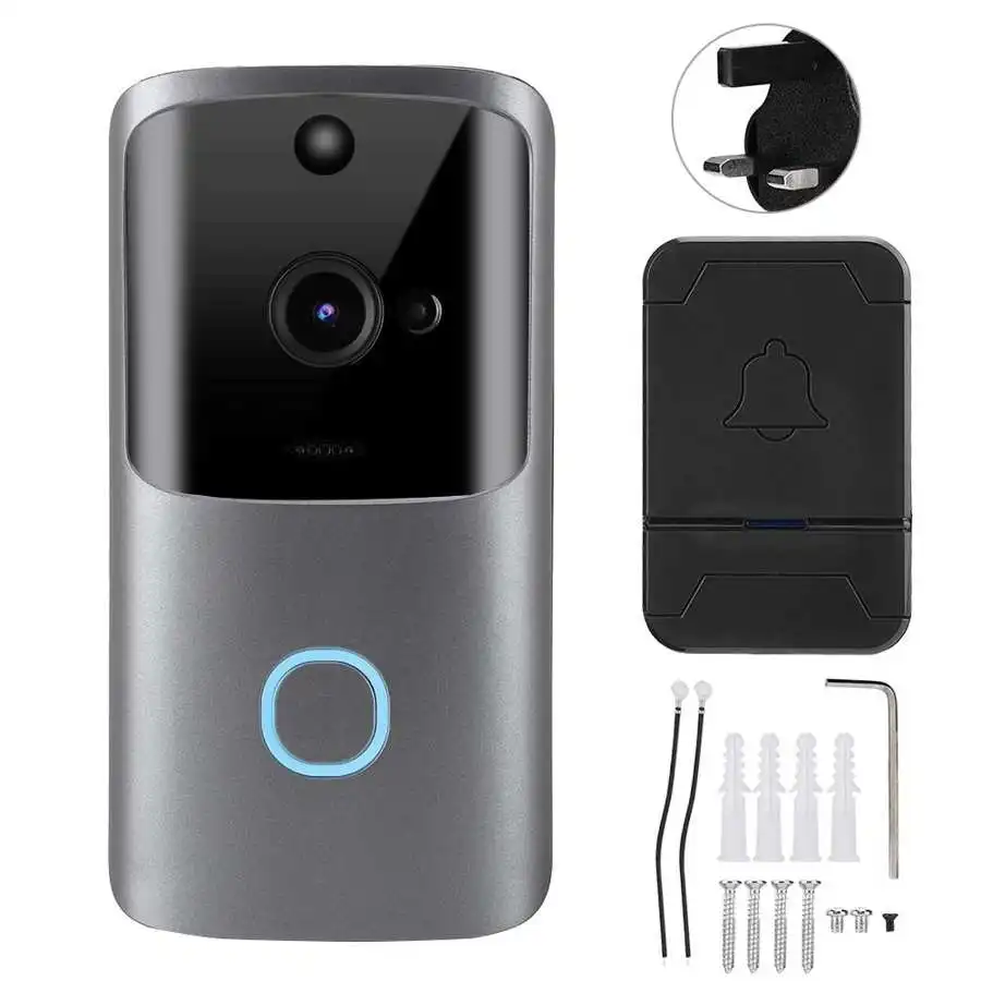 Серое кольцо видео дверной звонок камера беспроводной WiFi телефон безопасности