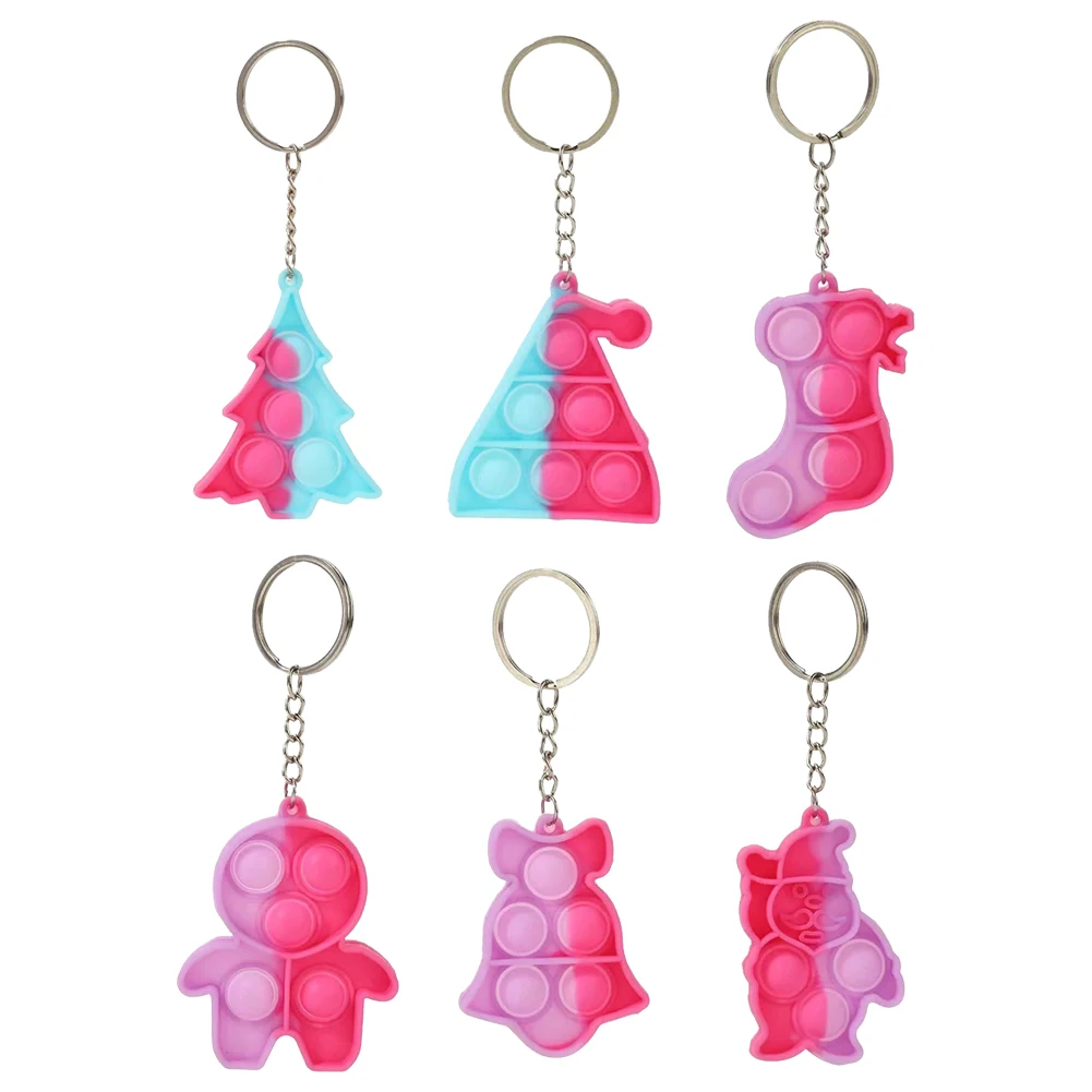 

Push Its Mini Keychain Fidget Toy For Autism Anxiety Anti Stress Relief Sensory Push Bubble Rainbow Toys Xmas Gift Toy For Kids