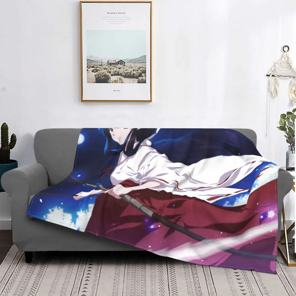 

Inuyasha Higurashi Kagome Adventure TV Series Blanket Flannel Kikyo Cozy Soft FLeece Bedspread