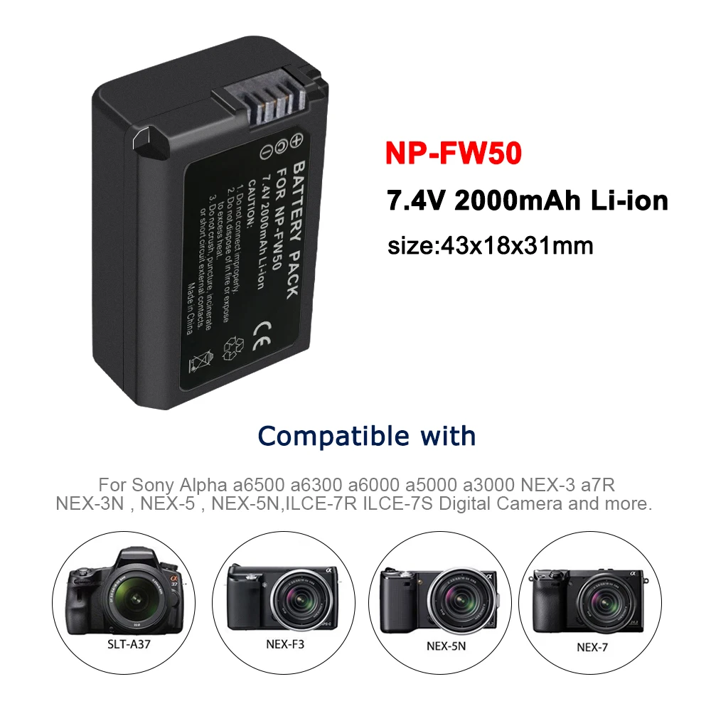 Аккумулятор PALO NPFW50 NP FW50 аккумулятор 2000 мАч NP-FW50 для Sony Alpha a33 a35 a37 a55 SLT-A33 SLT-A35 SLT-A37