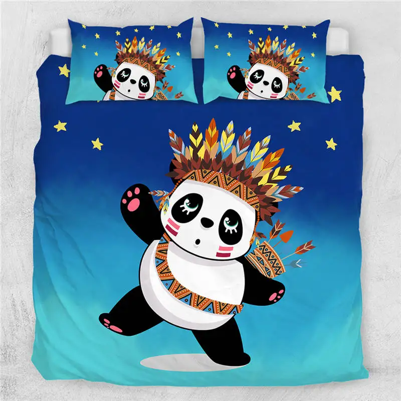Panda 13 Постельные принадлежности Outlet панда домашний текстиль пододеяльник с наволочкой чехол мультфильм Радуга Комплект постельного белья животное Дети Подростки Постельное белье queen 3 шт - Color: Panda 13