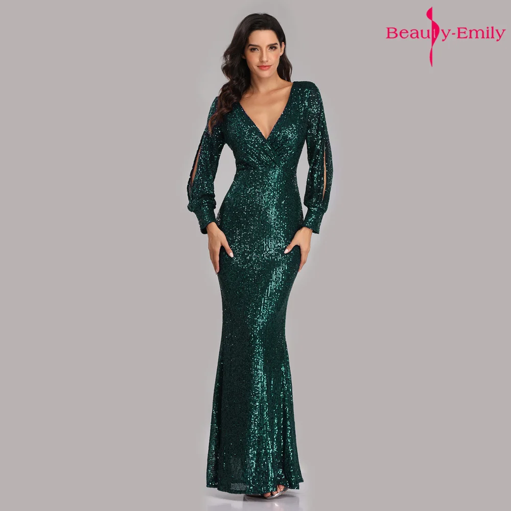 Женское вечернее платье Русалка Beauty Emily Элегантное Длинное Платье с V образным