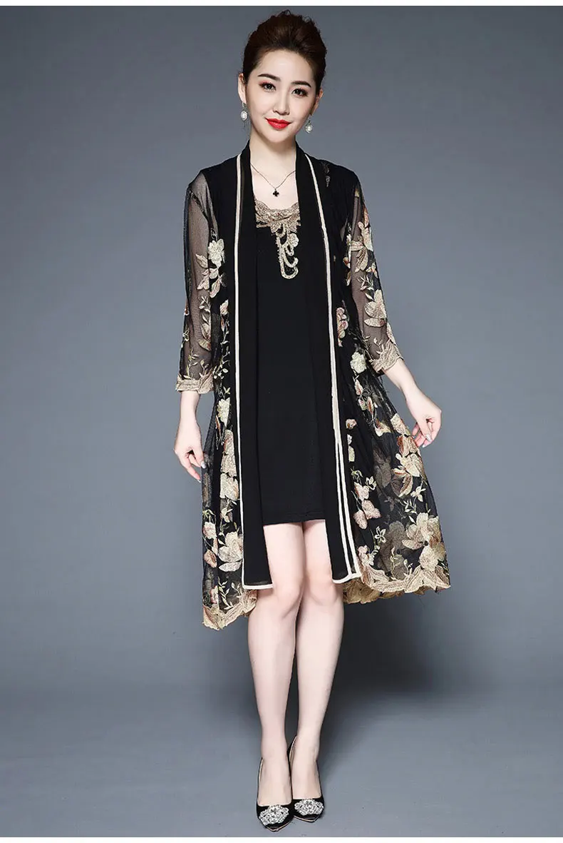 Новинка 2020 винтажное женское платье из двух частей с цветочной вышивкой