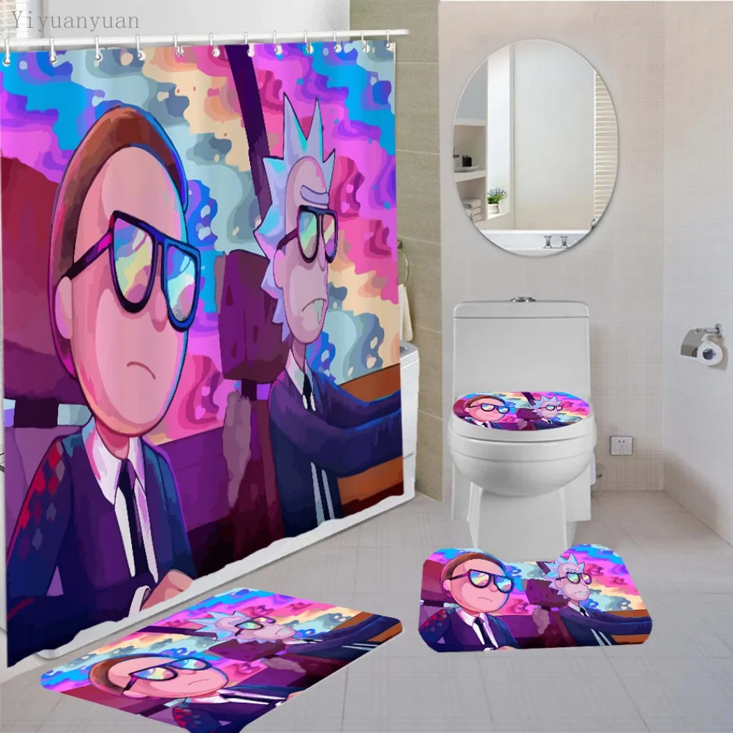 Prezzo Fantasy Anime Stampa 3D Set Di Tende Per Doccia Tenda Da Bagno Impermeabile Tappetino Da Bagno Tappeto Tappeto Toilette 4 Pezzi Set Decorazioni Per La Casa