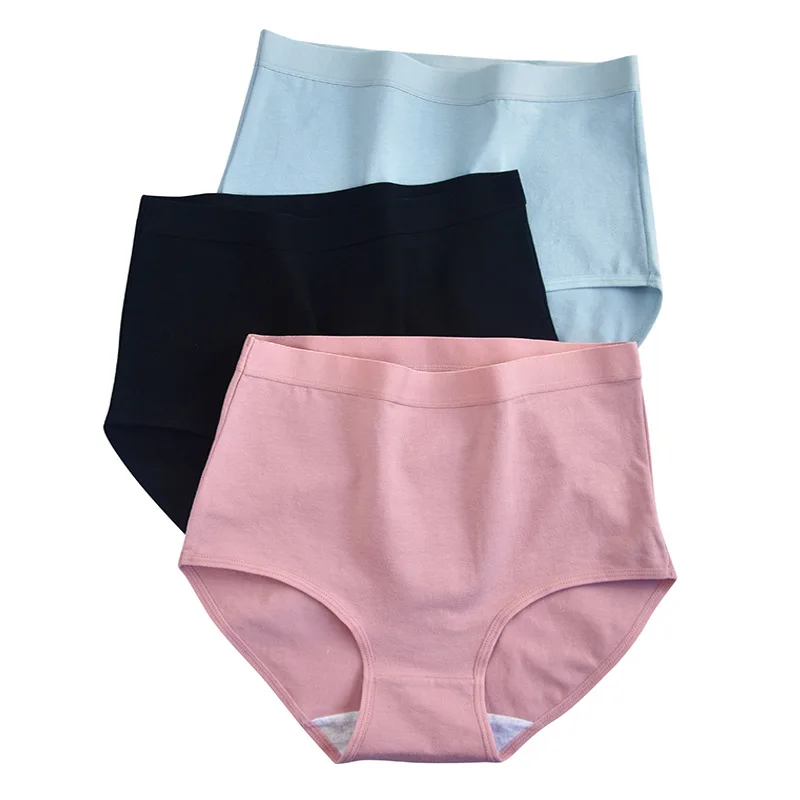 

3pcs high waist ladies cotton panties sexy bondage sports Briefs Large Size Breathable women underwear