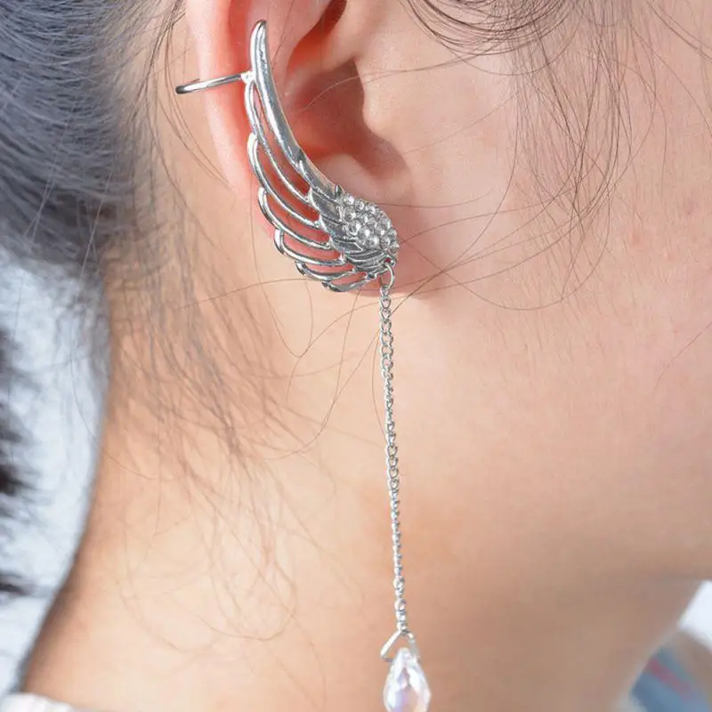 

Fashion Angel Wings Crystal Ear Pendant Rhinestone Wings Earrings FH92