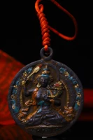 3tibet temple collection old bronze tracing manjushri statue guanyin pendant stupa tag town house exorcism