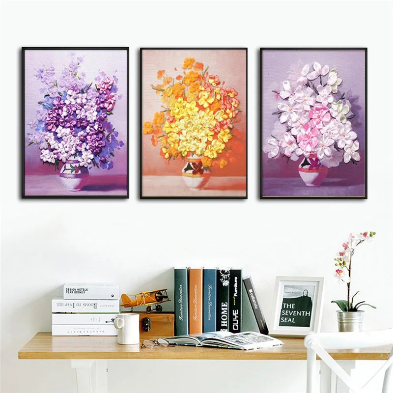 Шелковая вышитая лента 3D атласный Набор для вышивки крестиком холст живопись