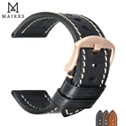 Ремешок для умных часов MAIKES, кожаный, 20 мм, 22 мм