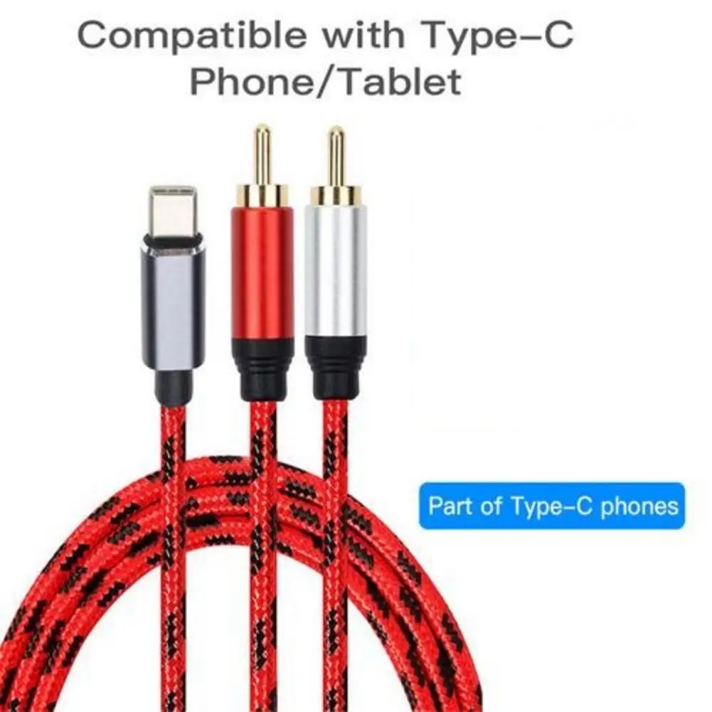 Аудиокабель USB Type C 2 RCA кабель КАБЕЛЬ 2rca Jack для Sumsung Xiaomi динамик домашний телевизор