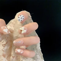 24pcs wave point bow fake nails full cover fashion nail design elegant nail decoration nail tips press on nails nail supplies