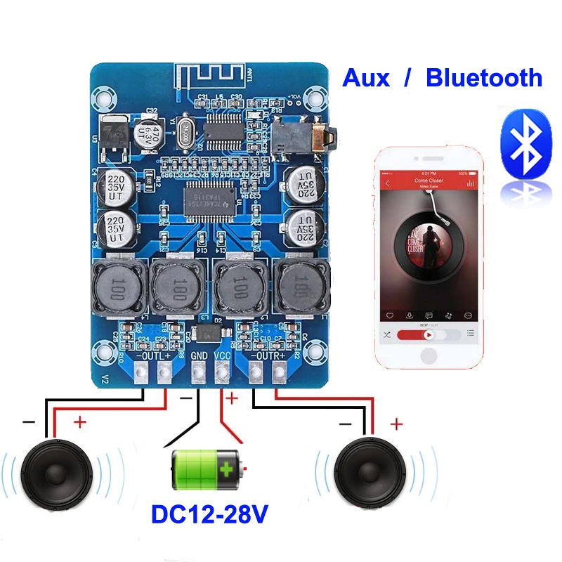 2*45 Вт усилитель класса D с Bluetooth TPA3118 аудио hi fi цифровой мощности плата